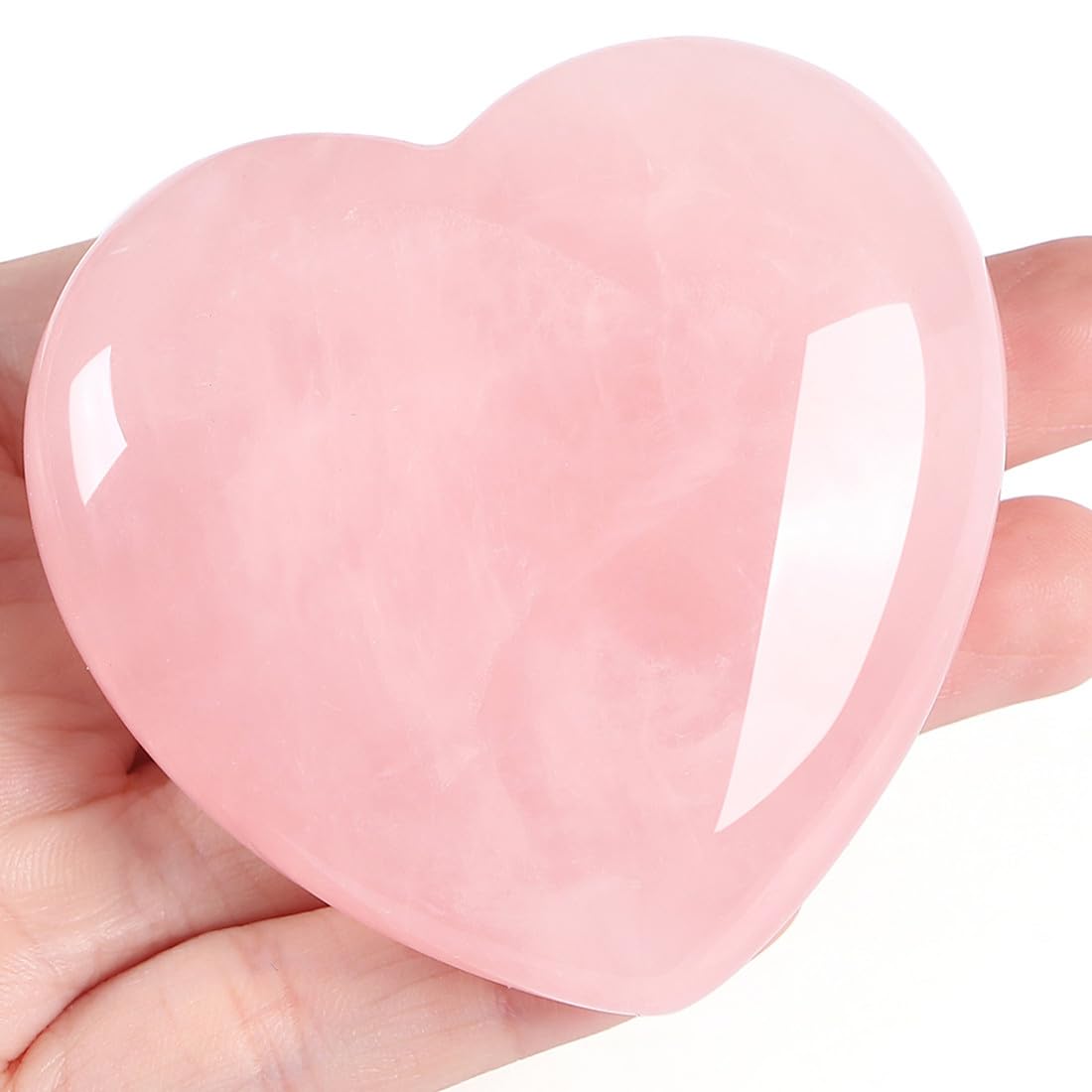MAIBAOTA rose quartz heart 60mm shines softly, a romantic gift idea for her