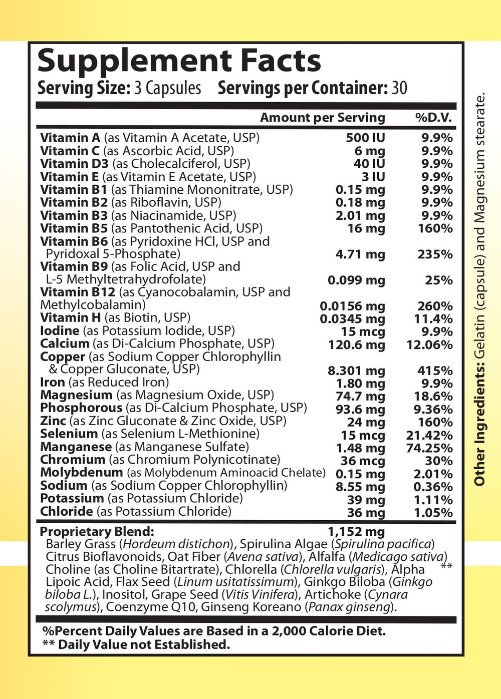 Main Products Vitamin Complex display with GMP certification cue.