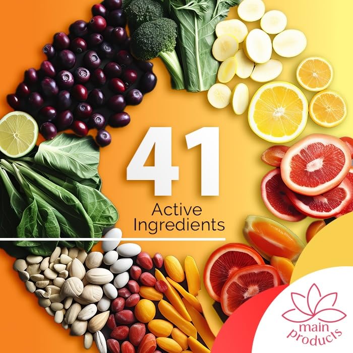Main Products Vitamin Complex ingredients panel indicating diverse minerals.