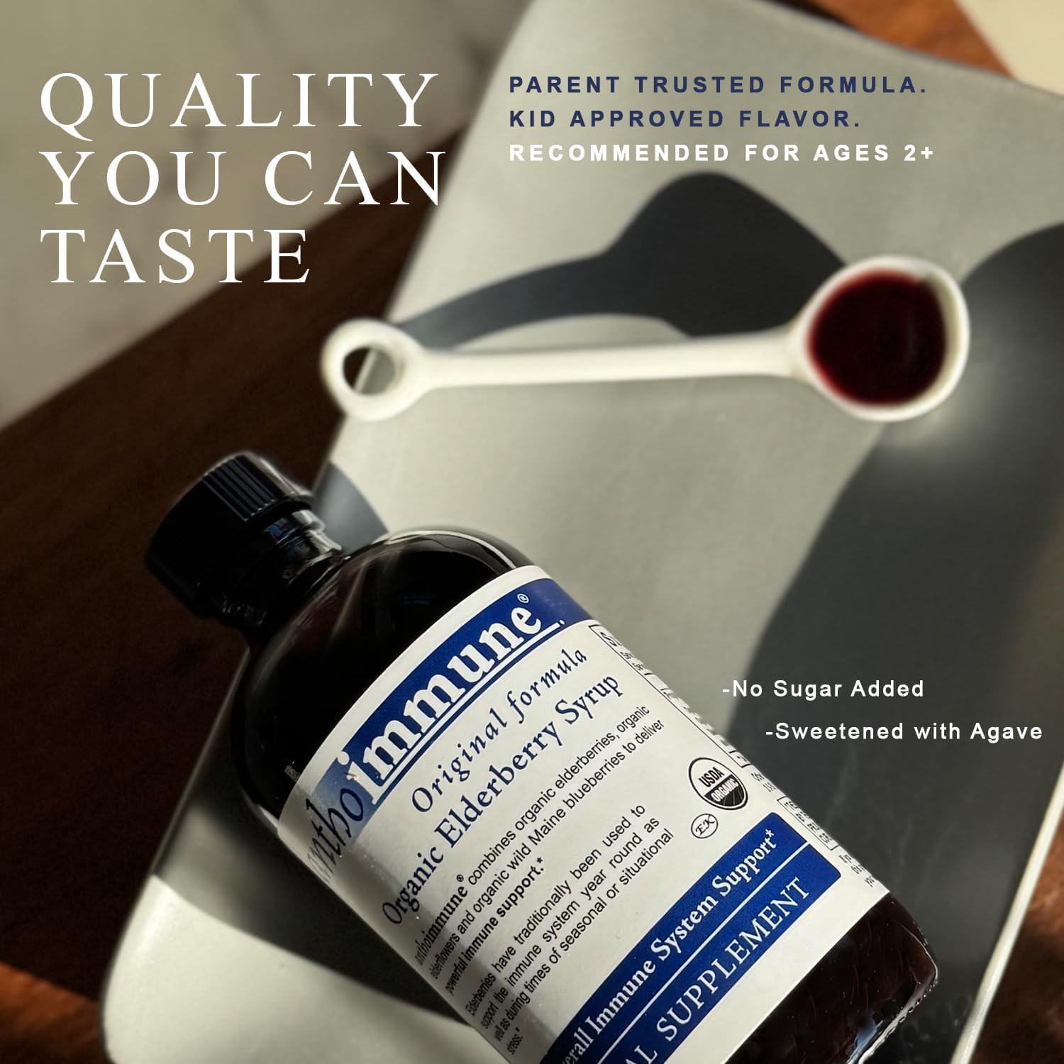 Organic blend of elderberries elderflowers and wild Maine blueberries from Maine Medicinals