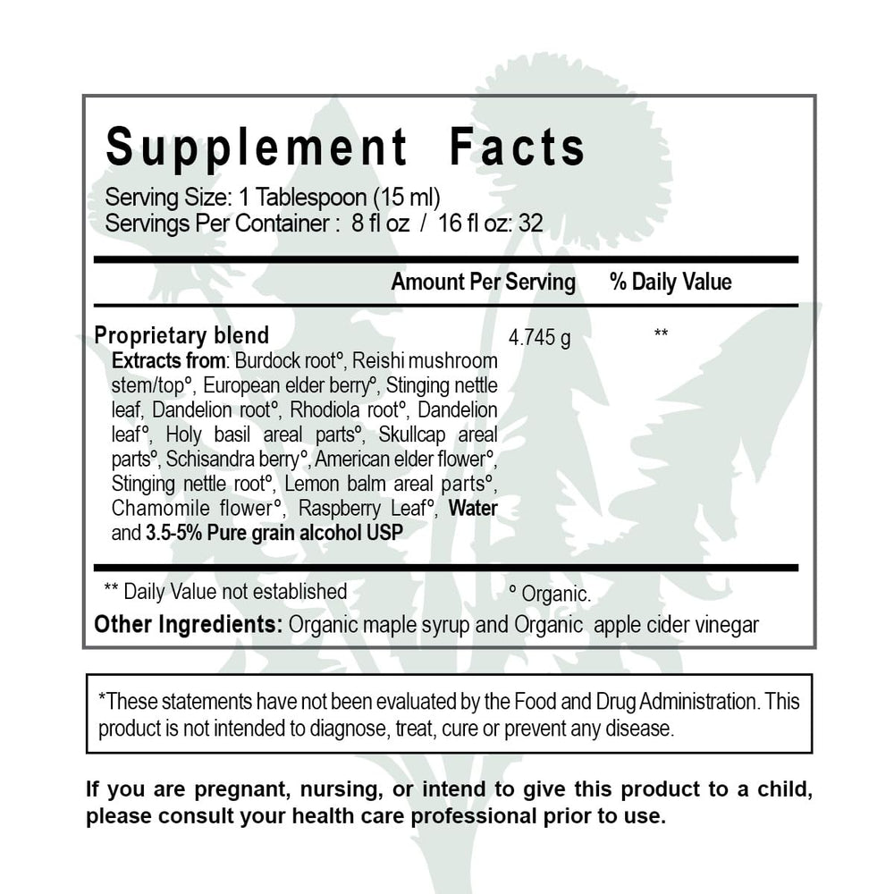 Maine Medicinals Liquid detox bottle serving suggests balanced liver and kidney wellness