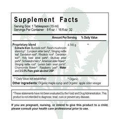 Maine Medicinals Liquid detox bottle serving suggests balanced liver and kidney wellness