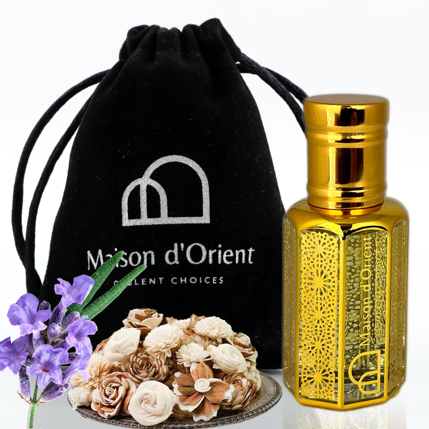 Maison d'Orient Shadow Flux bottle with bold woody oil for on-the-go scent