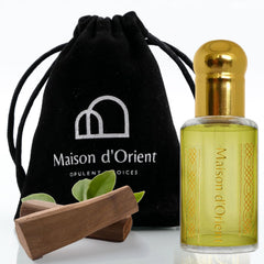 Maison d'Orient Spanish Sandalwood bottle for long-lasting unisex fragrance