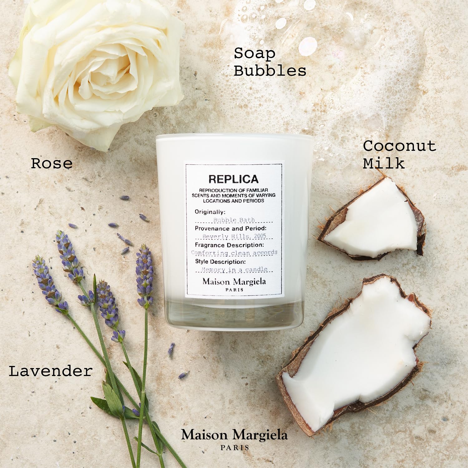 Maison Margiela Replica Bubble Bath Candle with coconut milk for calming vibes