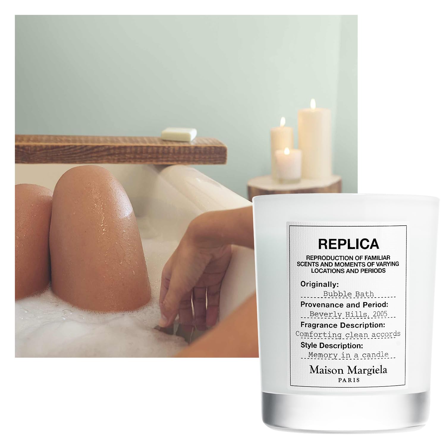Maison Margiela Replica Bubble Bath Candle with rose note to enhance fresh floral ambiance