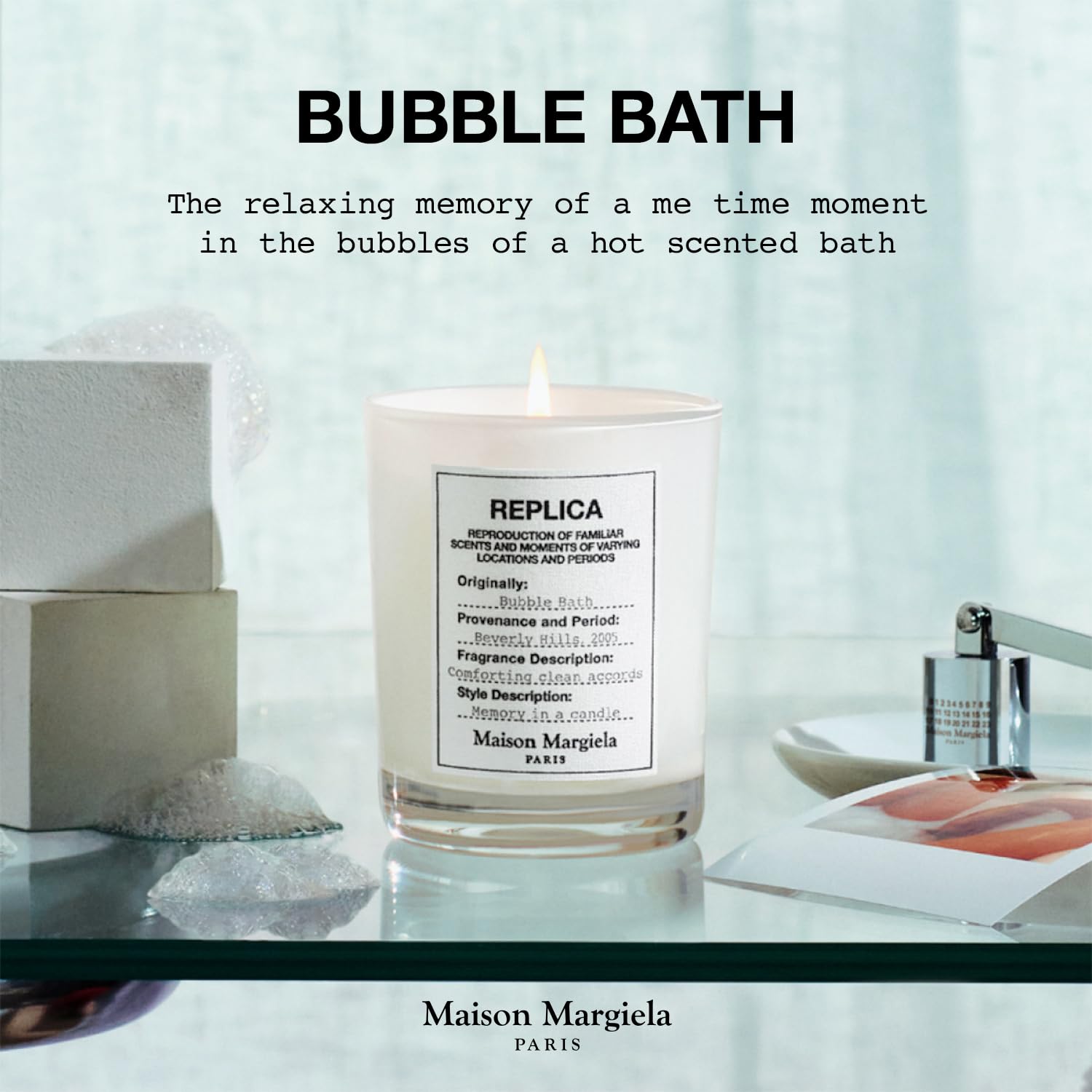 Maison Margiela Replica Bubble Bath Candle with white musk for soothing warmth