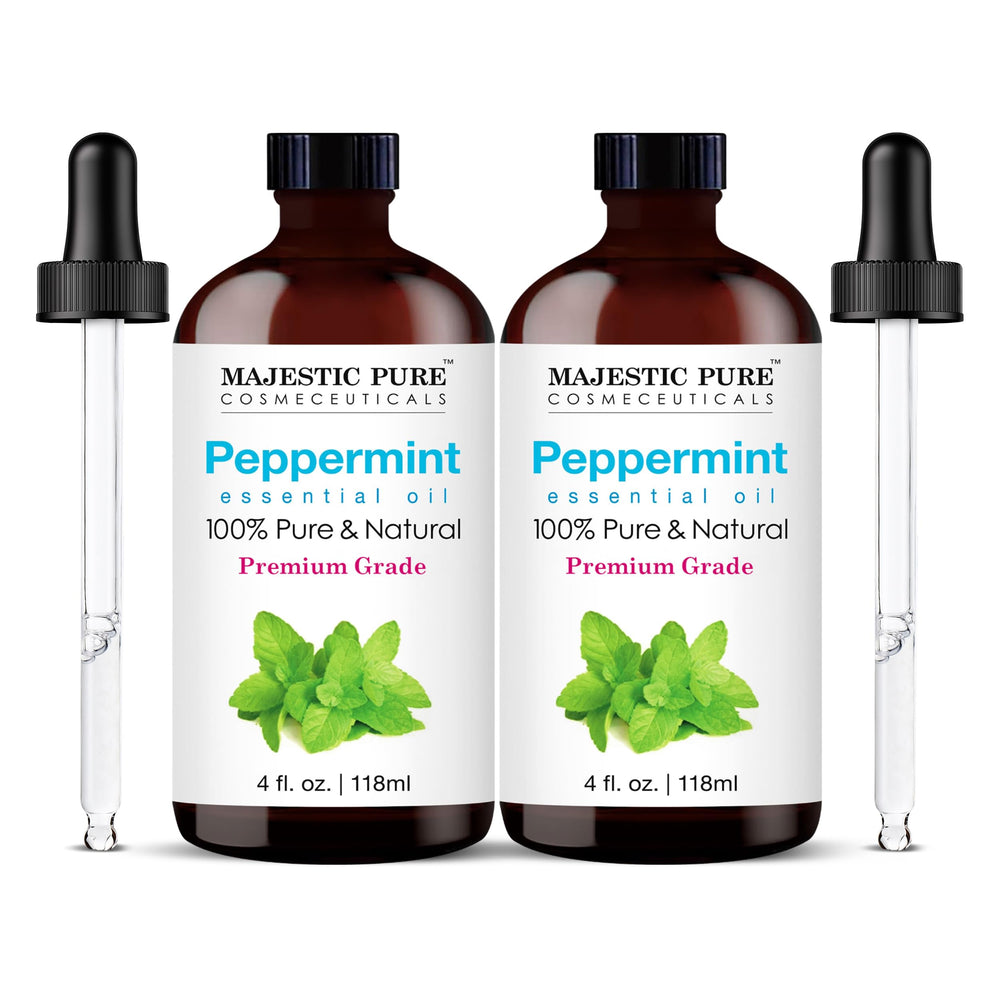 Majestic Pure aceite esencial de menta con cuentagotas en frasco de vidrio, ideal para difusor.