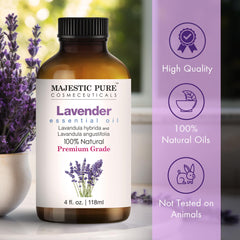 Majestic Pure amber glass bottle preserves lavender oil quality