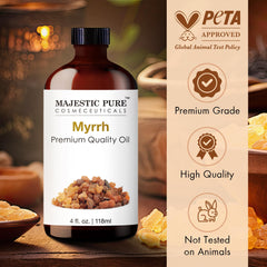 Amber glass Majestic Pure bottle protects purity and extends shelf life.