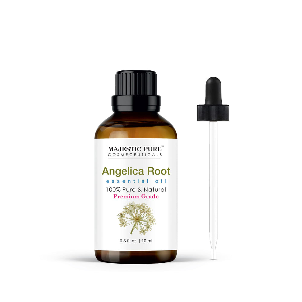 Majestic Pure angelica root oil bottle ready for diffusion and aroma.