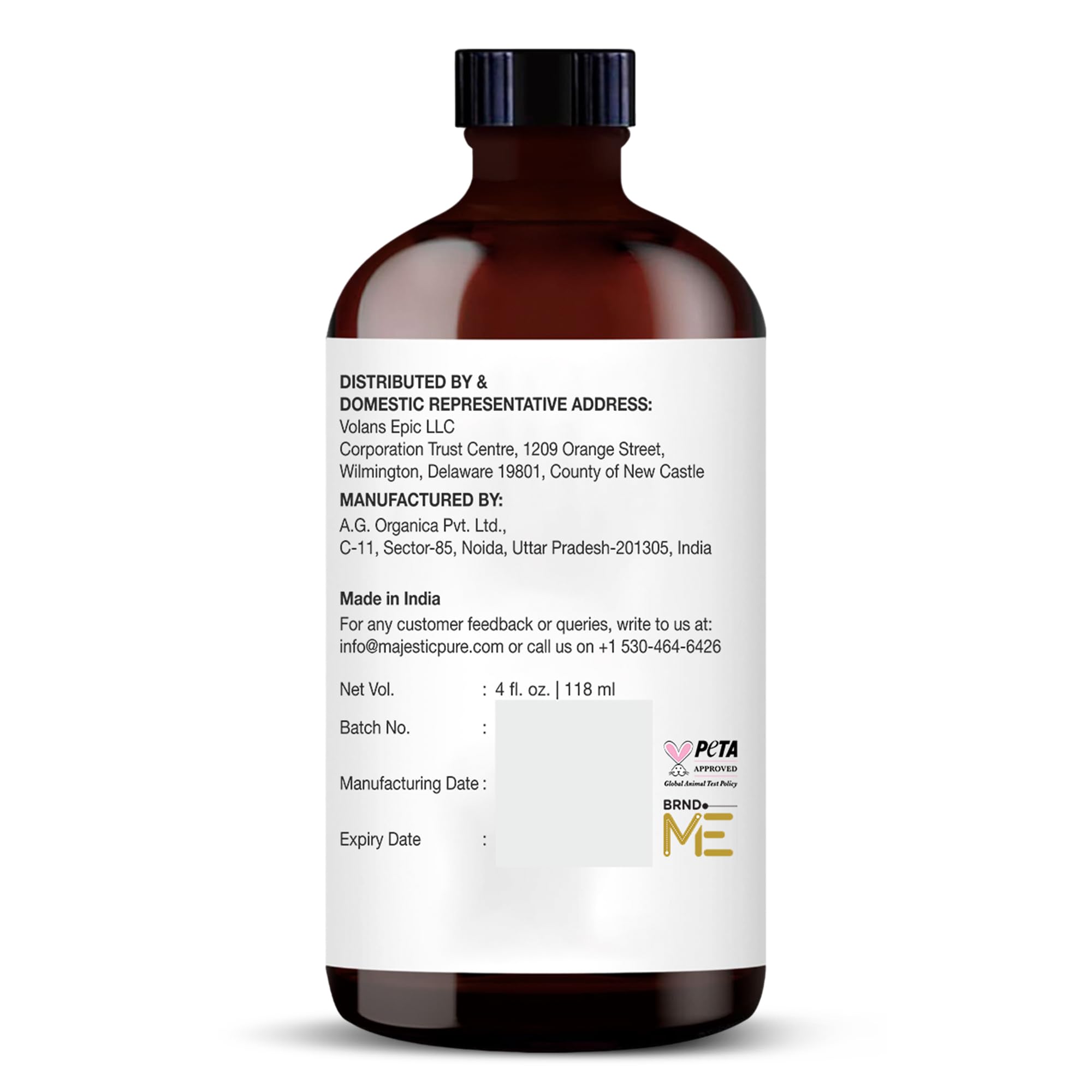 Majestic Pure Black Seed Oil bottle with cap and label for storage.