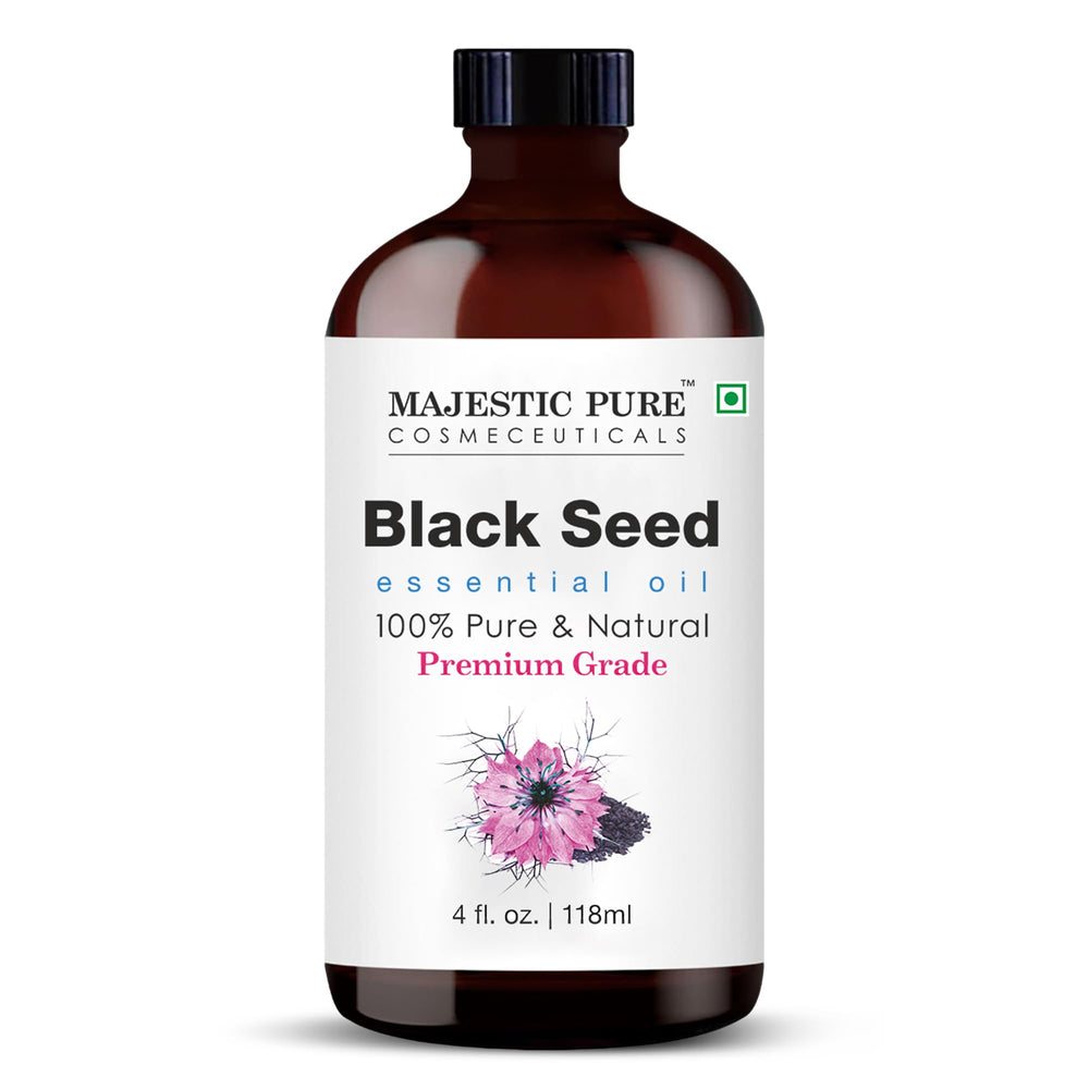 Close-up of Majestic Pure Black Seed Oil dropper for precise pours.