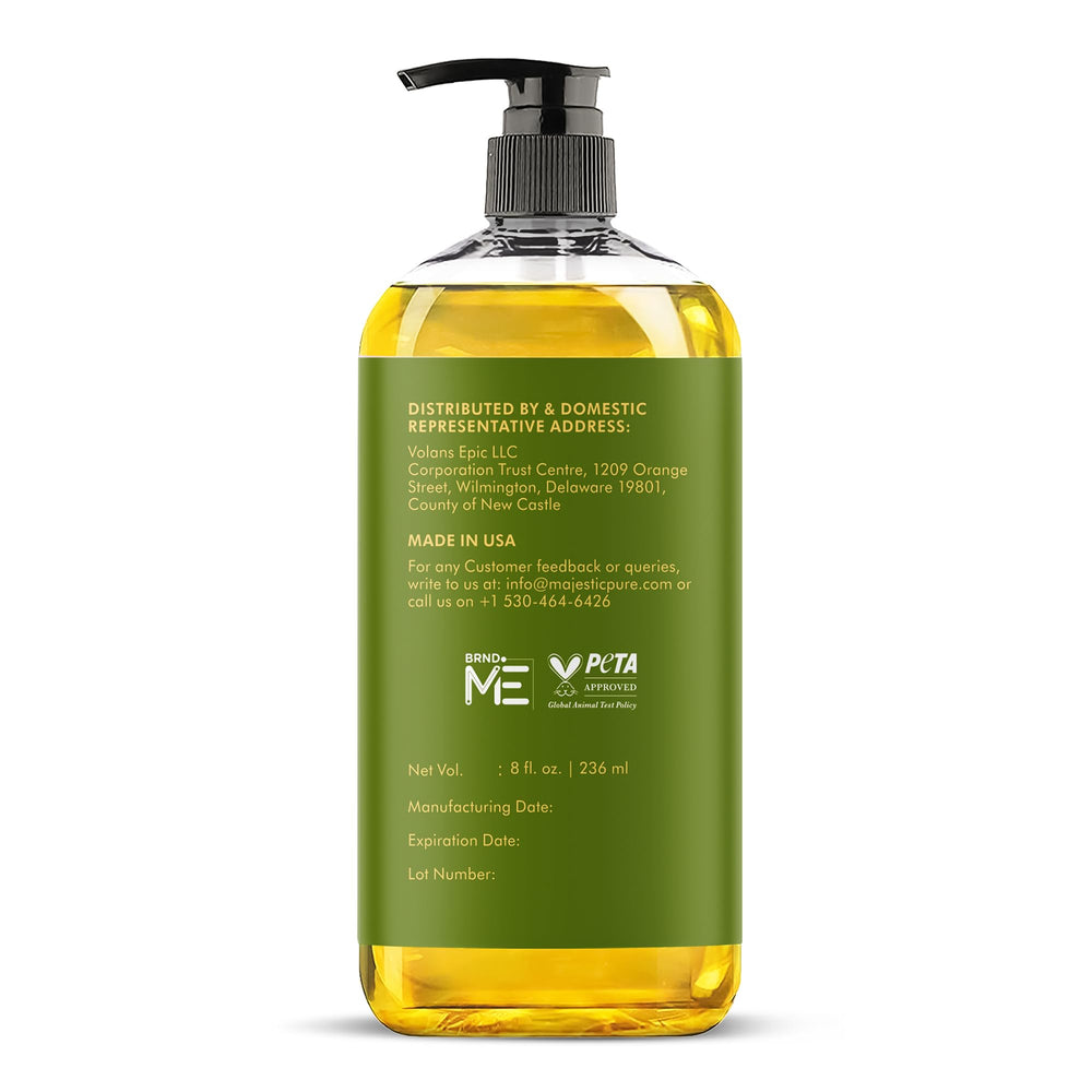 Majestic Pure bottle label conveys premium, ethical quality.