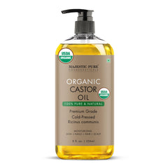Majestic Pure Castor Oil 8oz bottle for pure hydration of hair and skin