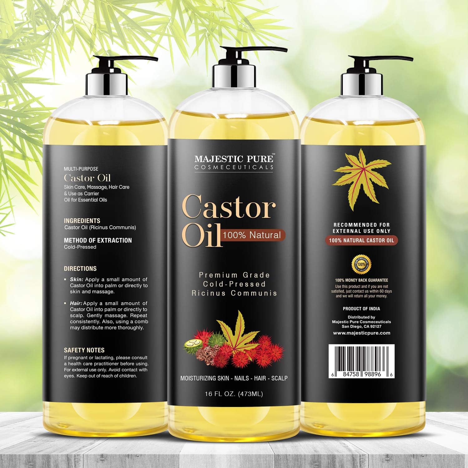 Majestic Pure Castor Oil close-up showing thick, natural texture