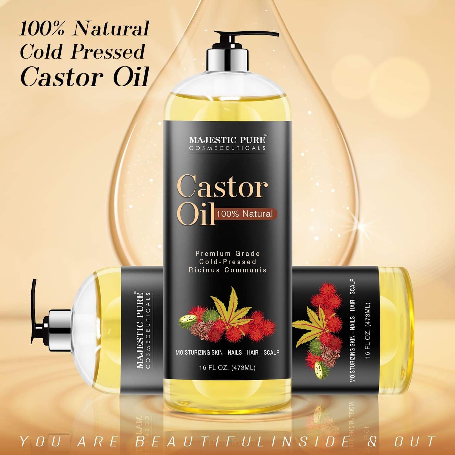 Majestic Pure Castor Oil being massaged into hair for conditioning