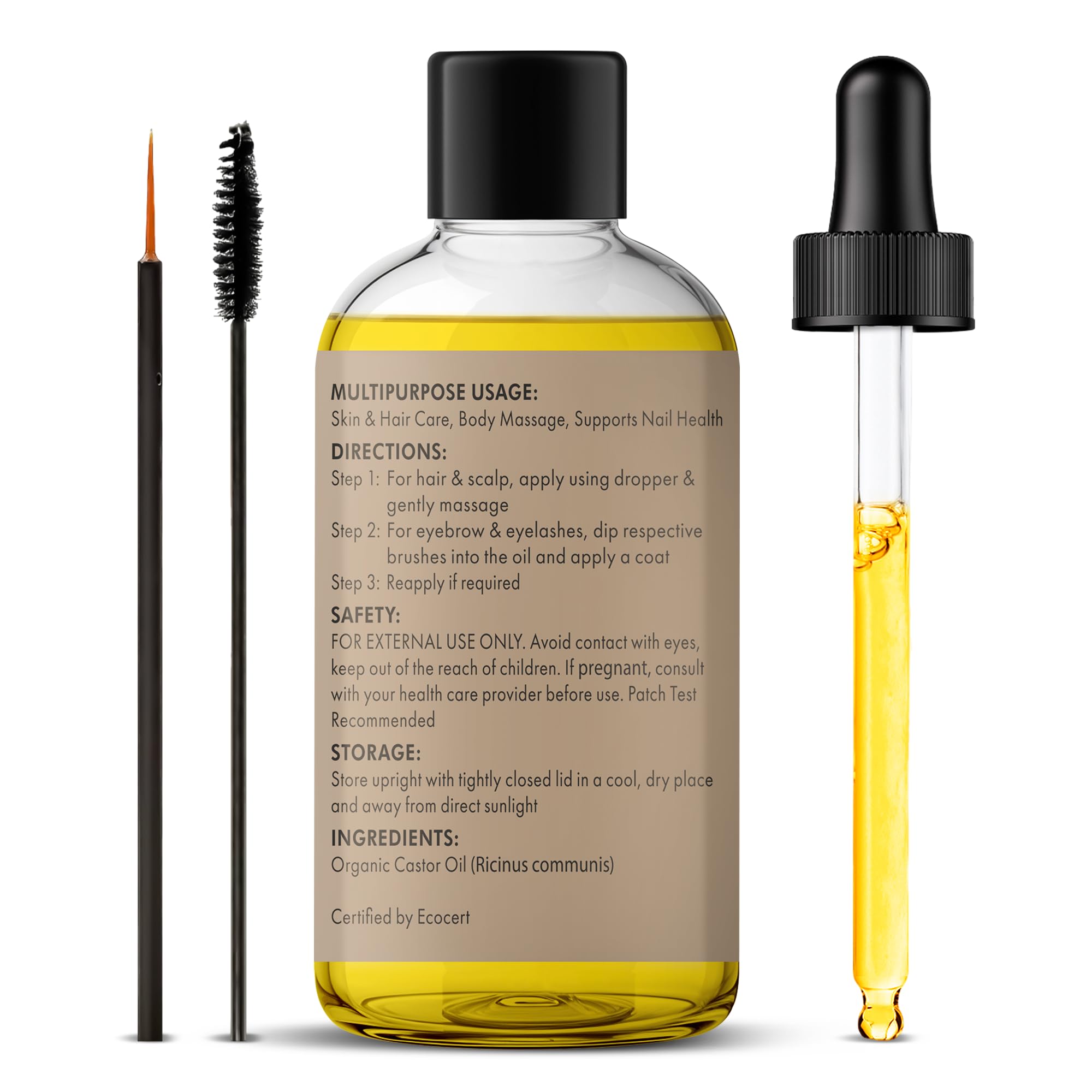 Majestic Pure Castor Oil packaging with travel-friendly pump