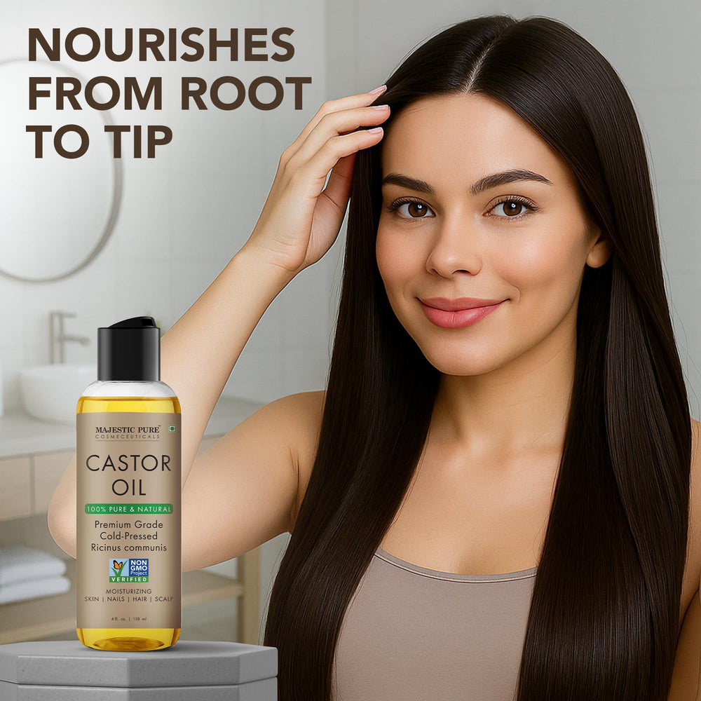 Majestic Pure Castor Oil skin moisture boost for dry patches.