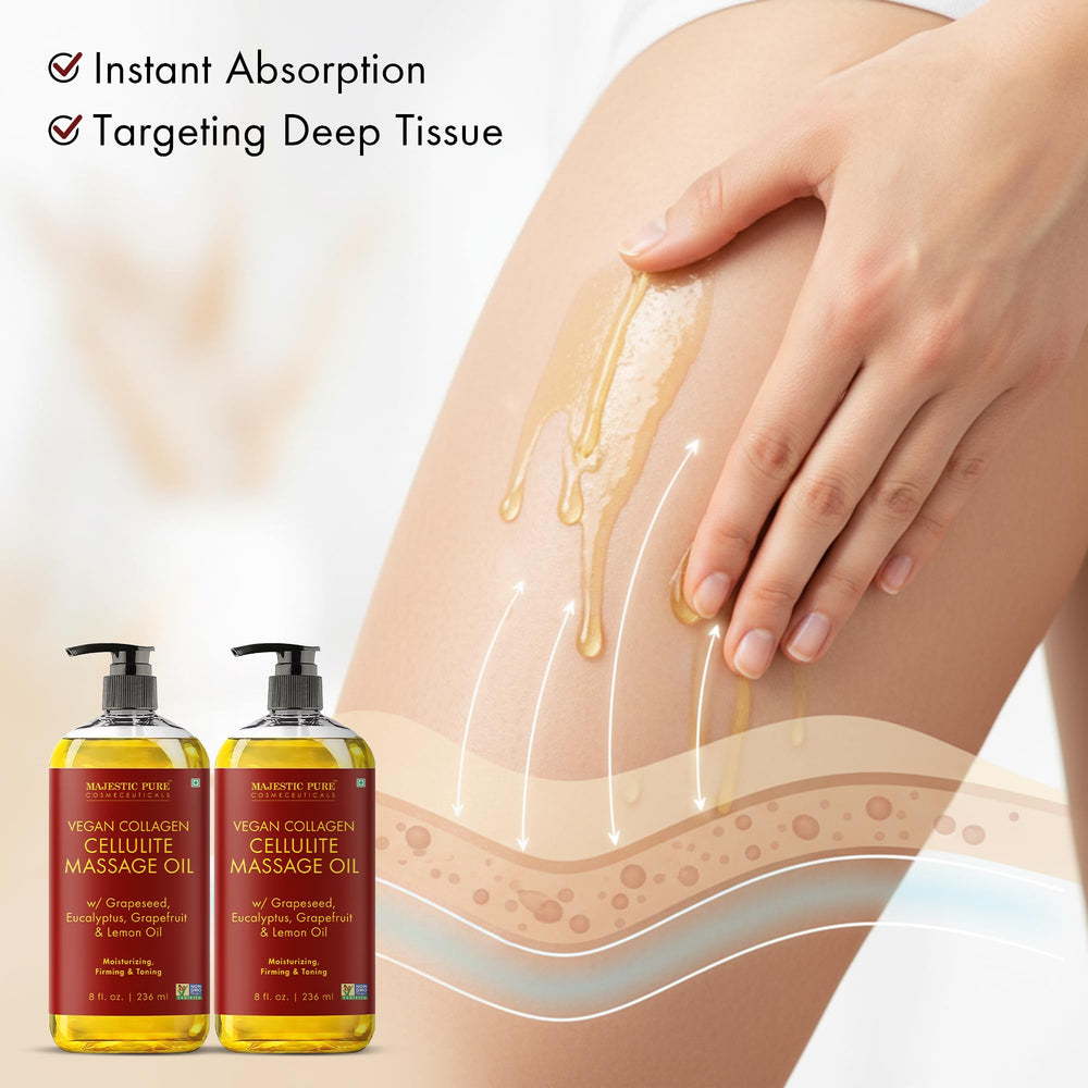 Bottle on skin after use displaying a glowing, hydrated appearance