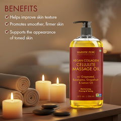 Majestic Pure Firming Body Oil spa-like massage image signals relaxing self-care