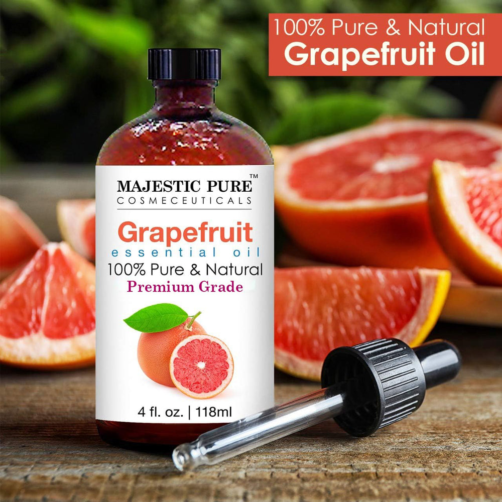 Diffuser scene with Majestic Pure grapefruit oil for uplifting aromatherapy.