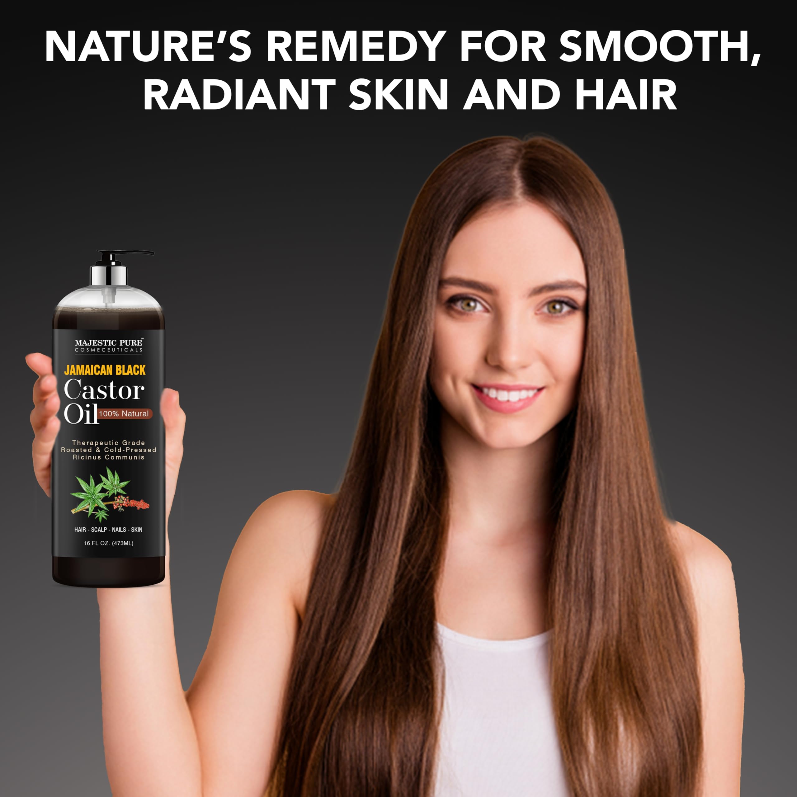 Majestic Pure Jamaican Black Castor Oil drops enable easy application.