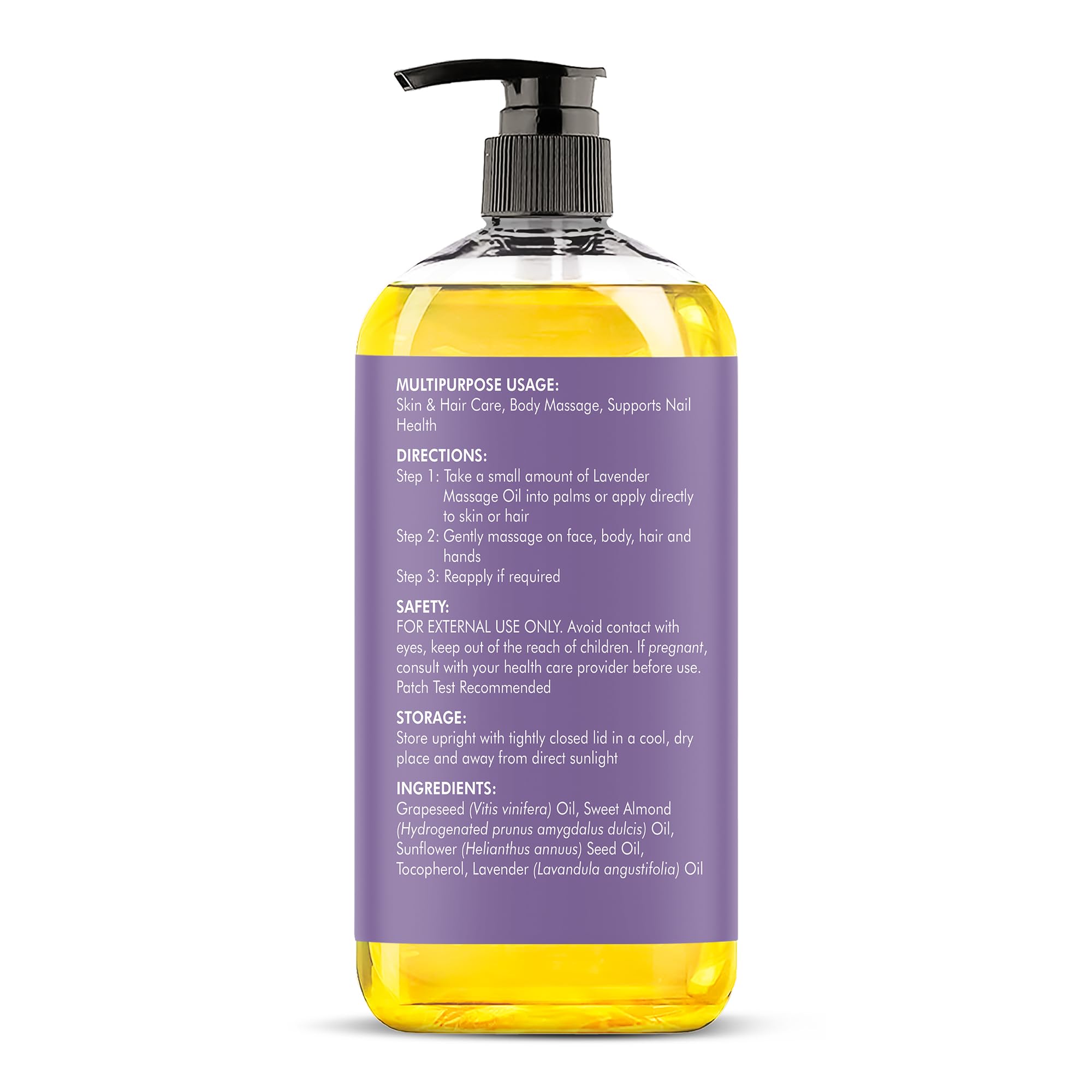 Majestic Pure Lavender Massage Oil packaging highlights natural ingredients for mindful self-care.