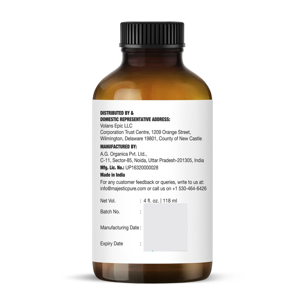 Majestic Pure lemongrass oil dropper ensures precise, waste-free dispensing.