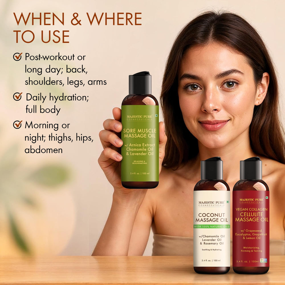 Majestic Pure massage oil texture closeup reveals velvety, non-greasy skin feel