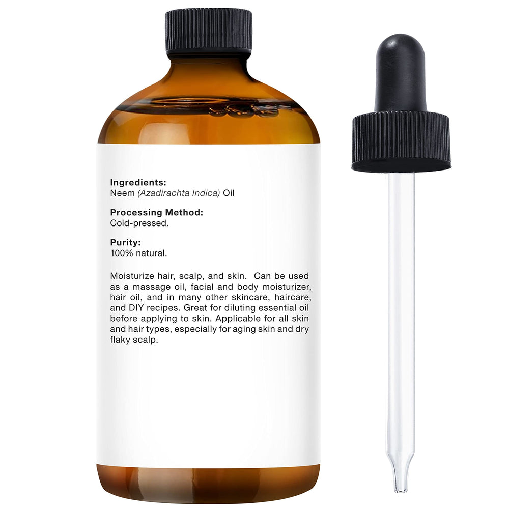 Majestic Pure Neem Oil 4 oz bottle on clean setup for skincare recipes.