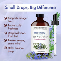Majestic Pure Rosemary Oil amber glass bottle protecting oil from light.