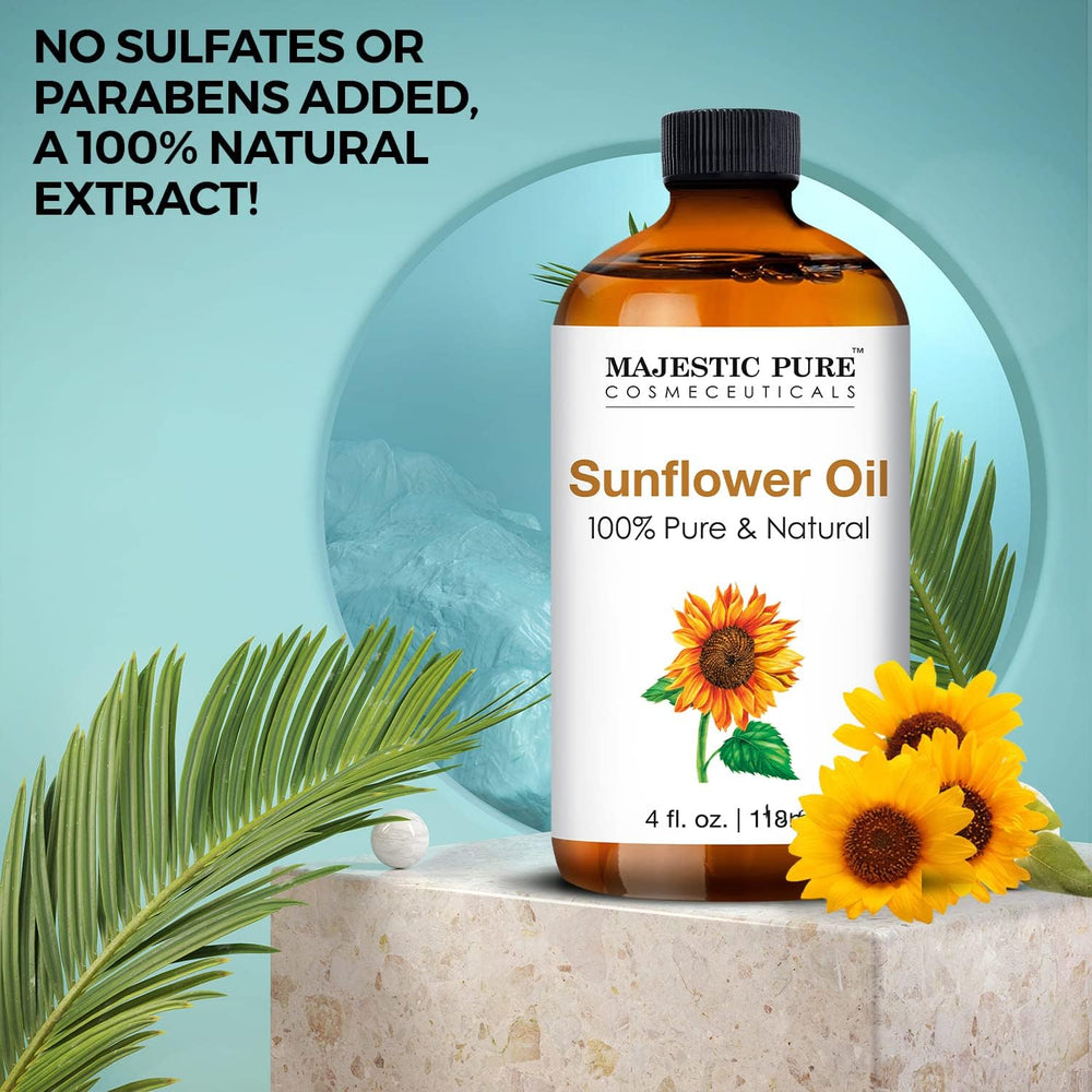 Pouring Majestic Pure sunflower oil shows its light, versatile texture.