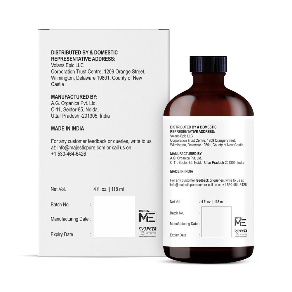 Majestic Pure turmeric oil used in skin care routines for glow care.