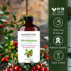 Majestic Pure Wintergreen amber bottle protects scent from light.