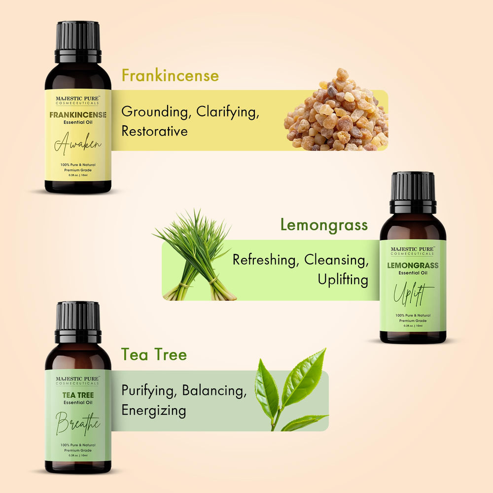 Majestic Pure Yoga Oil Set tea tree bottle for skin-friendly cleansing rituals