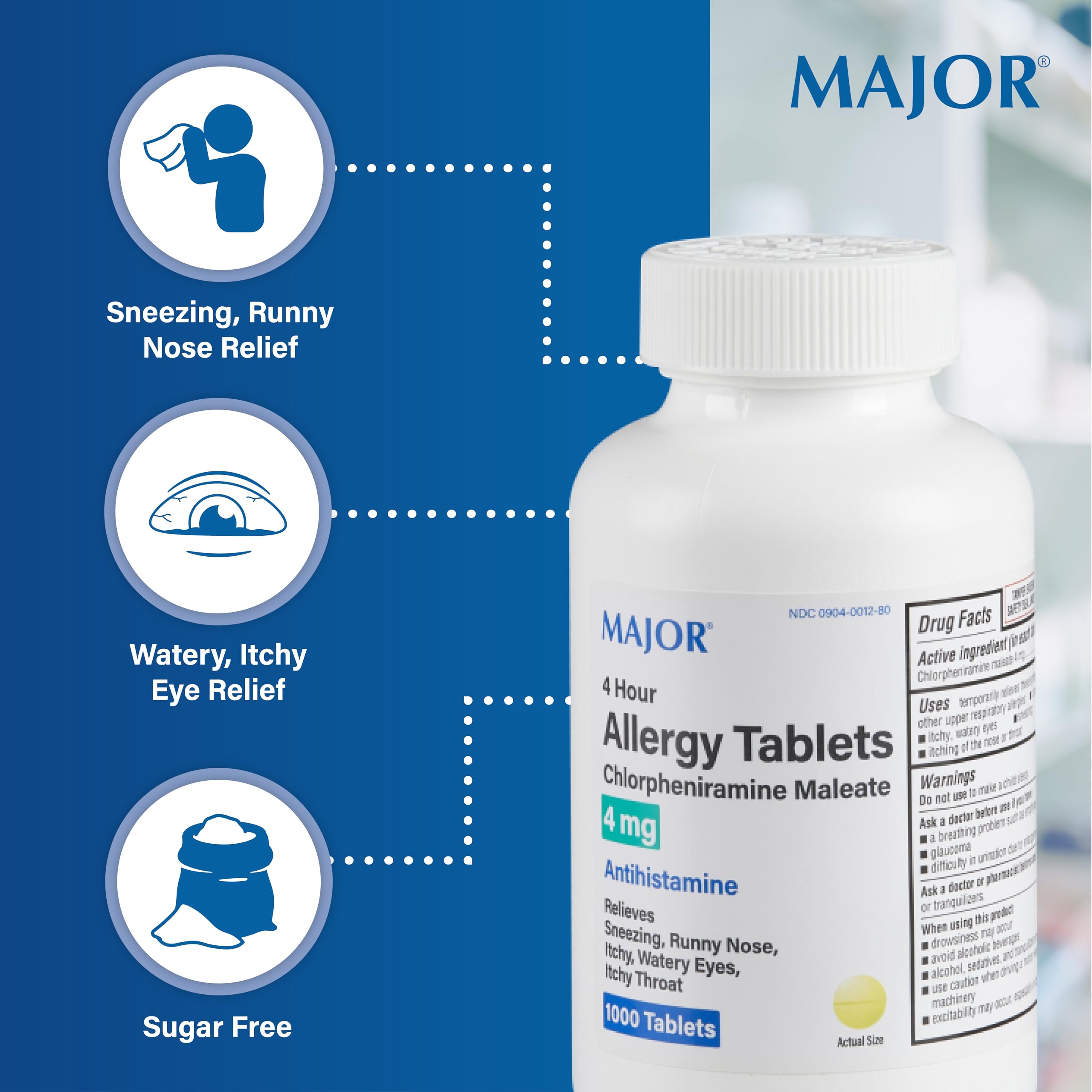 MAJOR 4 Hour Allergy Tablets tablets in blister pack for easy dosing