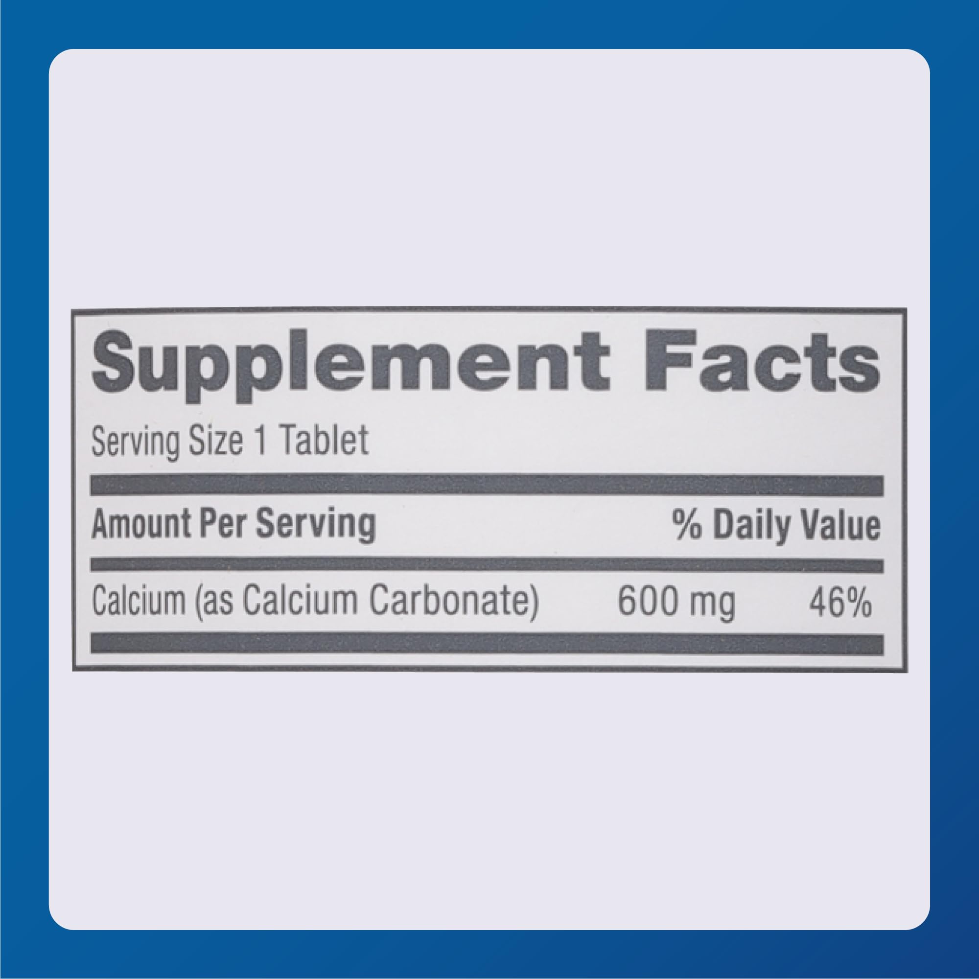 MAJOR calcium tablets label with clear daily dosage guidance.