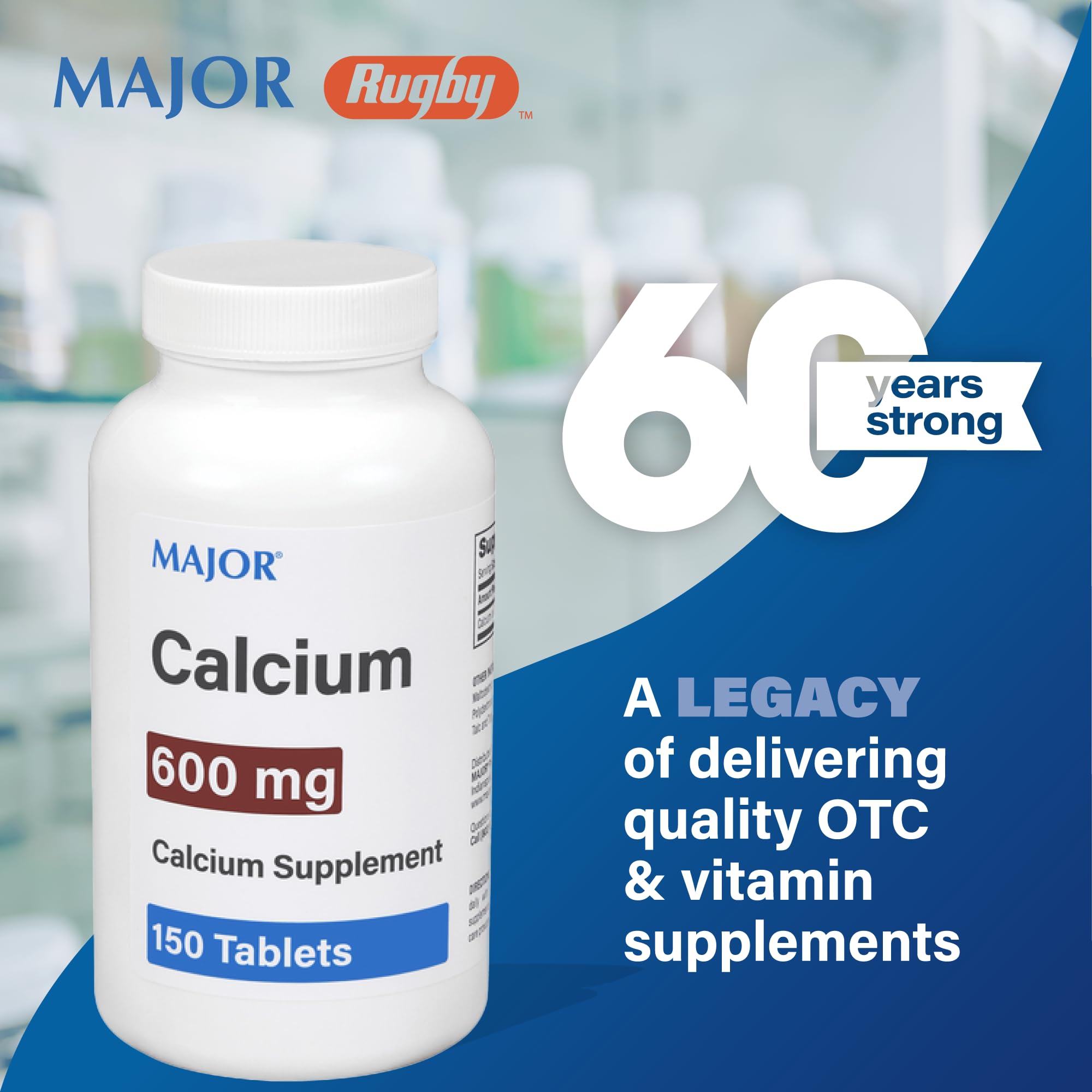 MAJOR calcium tablets packaging and label highlighting quality formulation.