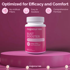 Major Curves Bust Booster packaging box emphasizing branding and quality.