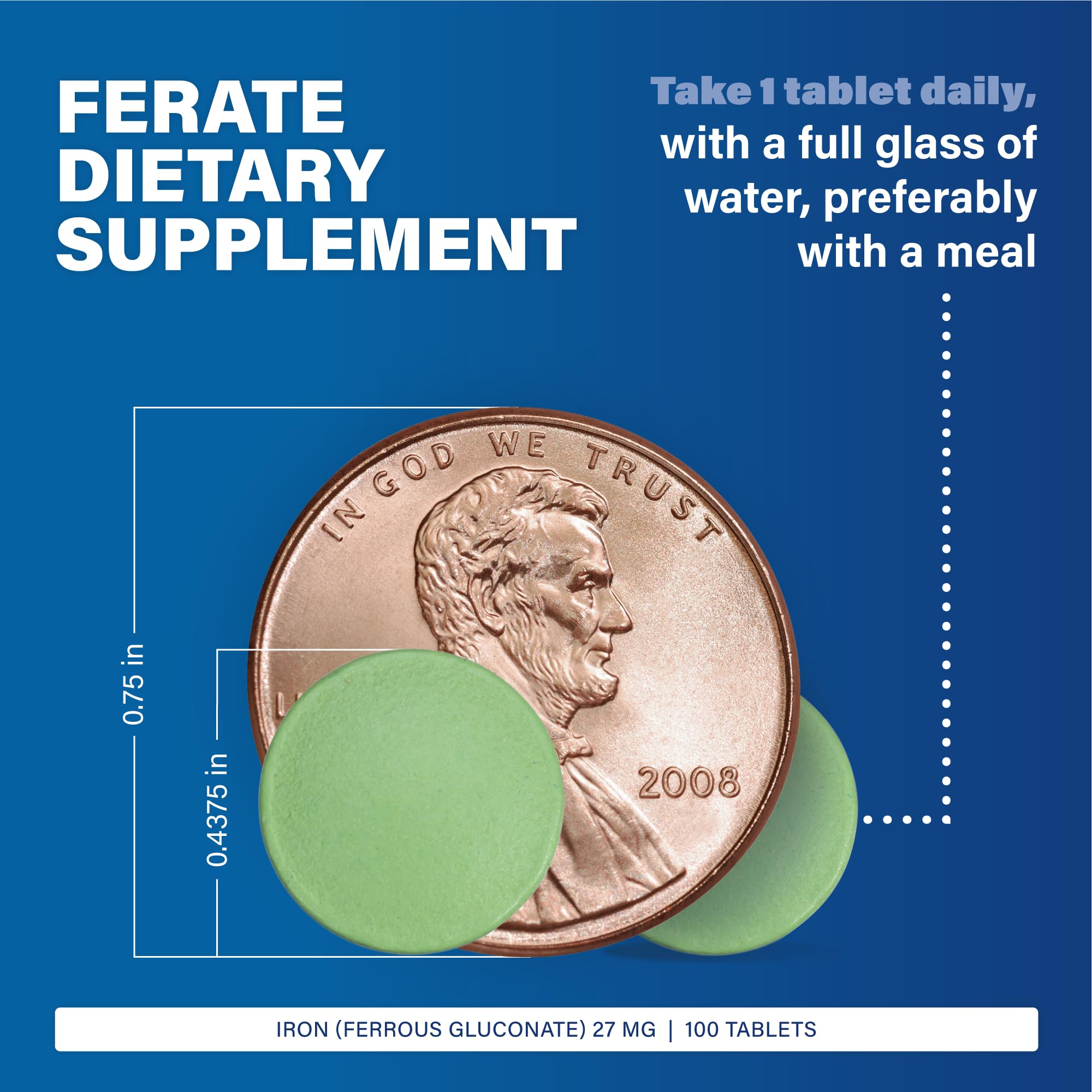 MAJOR Ferate Tabs tablets packshot showing daily iron supplement.