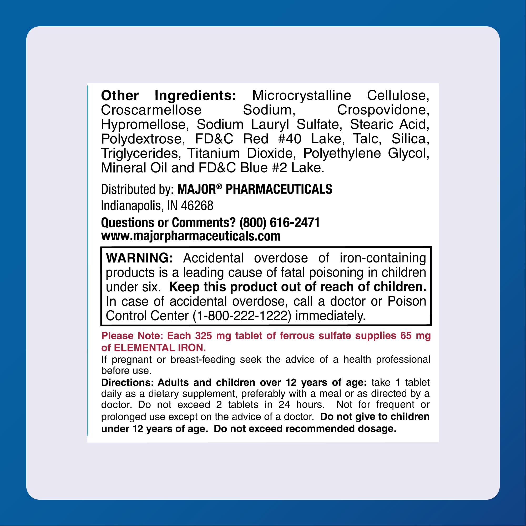 Major FeroSul 1000-count bottle emphasizes long-term daily iron support