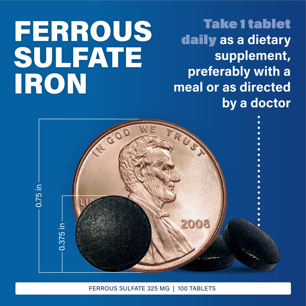 Pack front of Major Ferosul with 100 tablets in a green bottle.