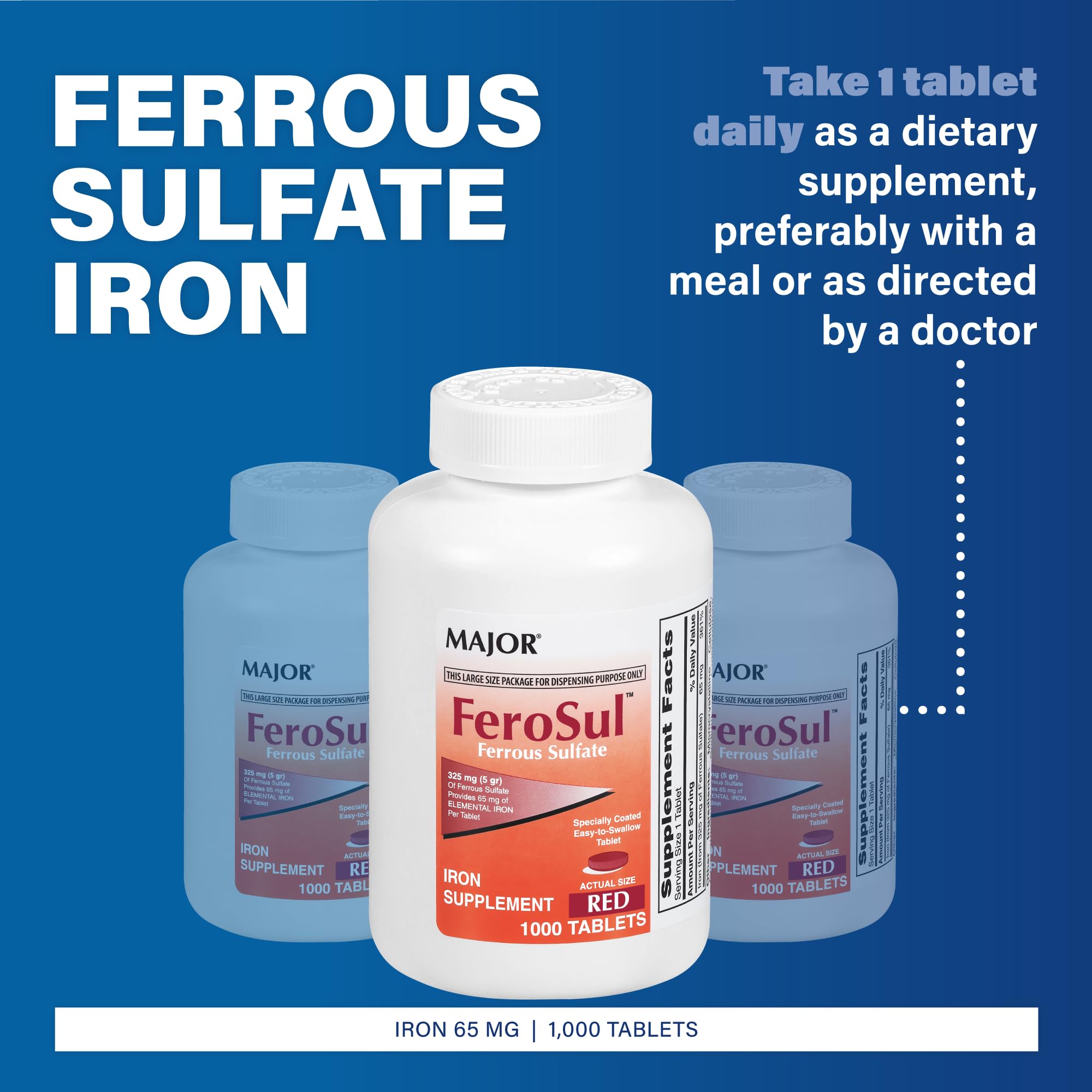 Major FeroSul tablets being poured from the red bottle during routine