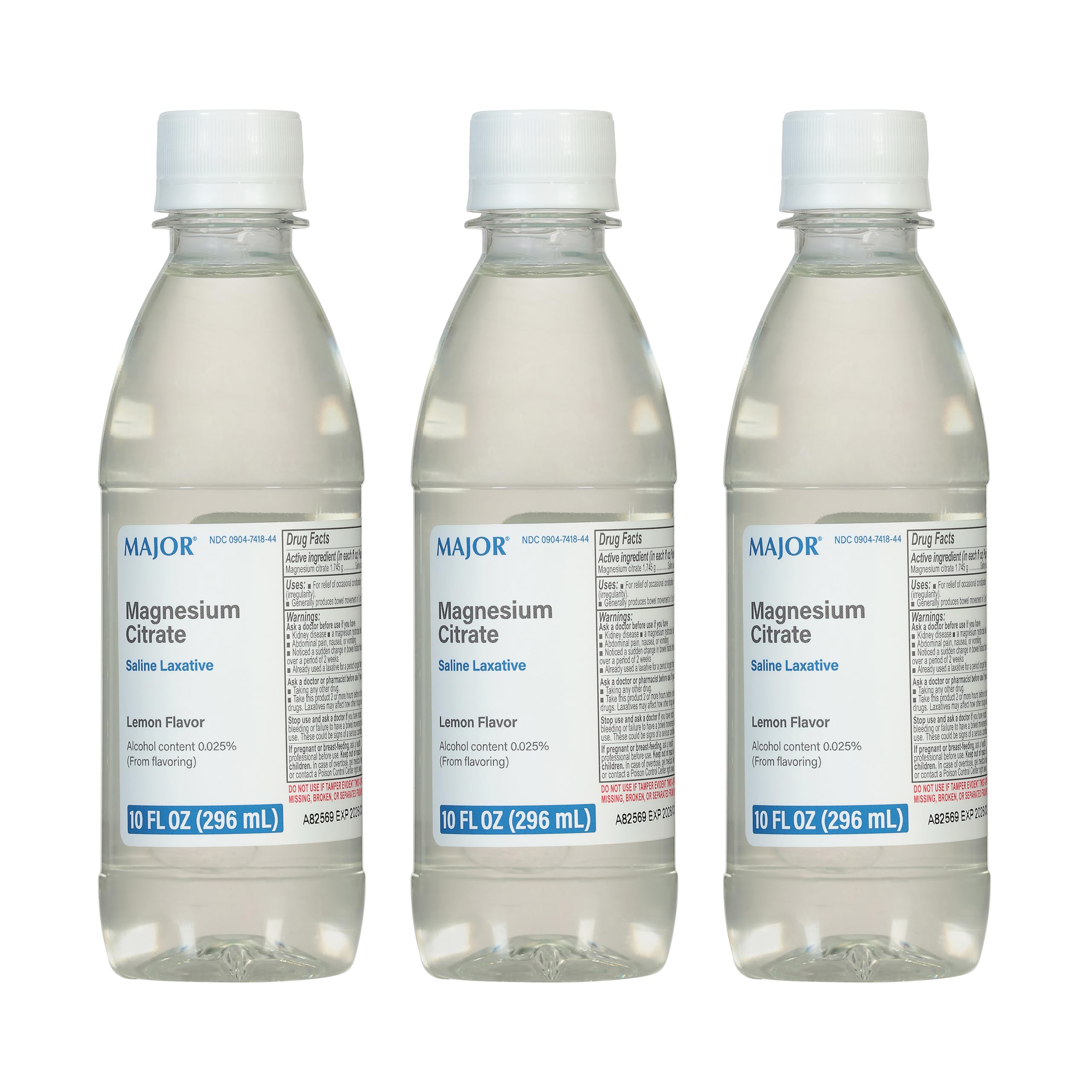 Major Magnesium Citrate bottle being poured for occasional constipation relief.