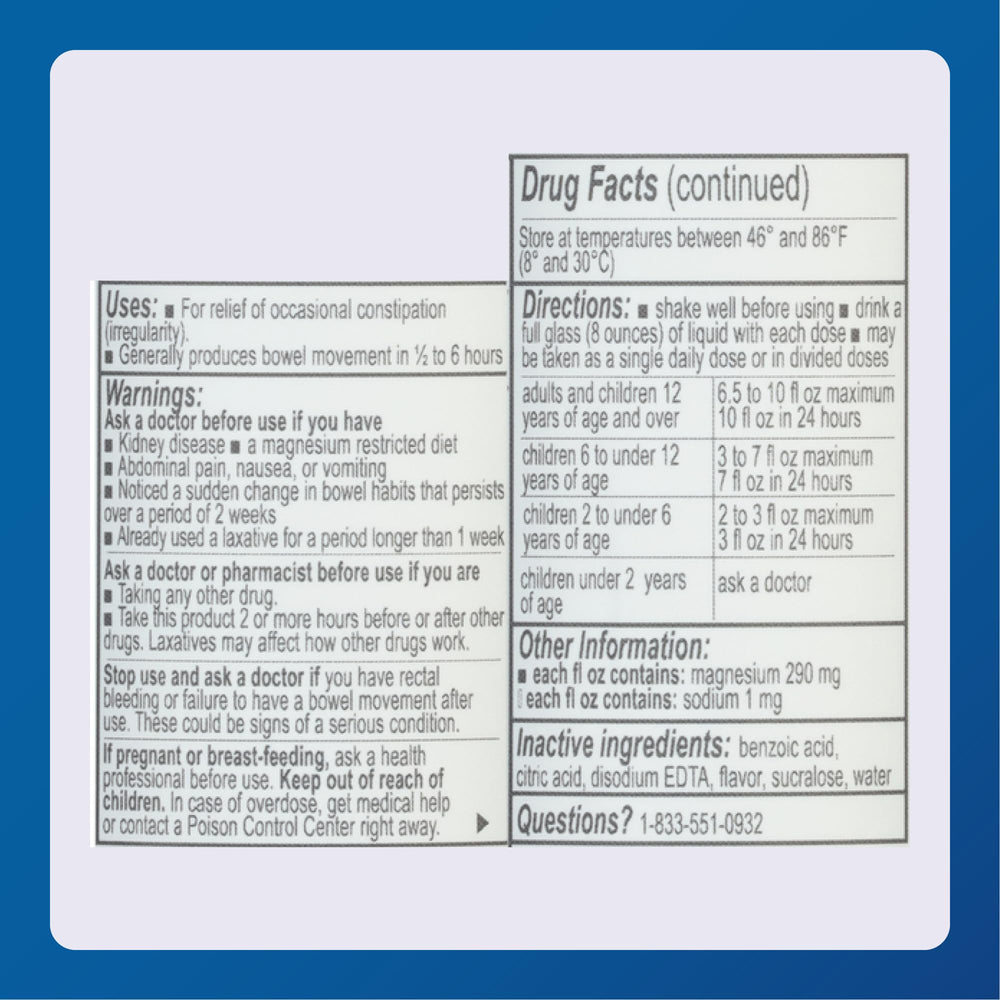 Major Magnesium Citrate lemon flavor label suggests refreshing relief.