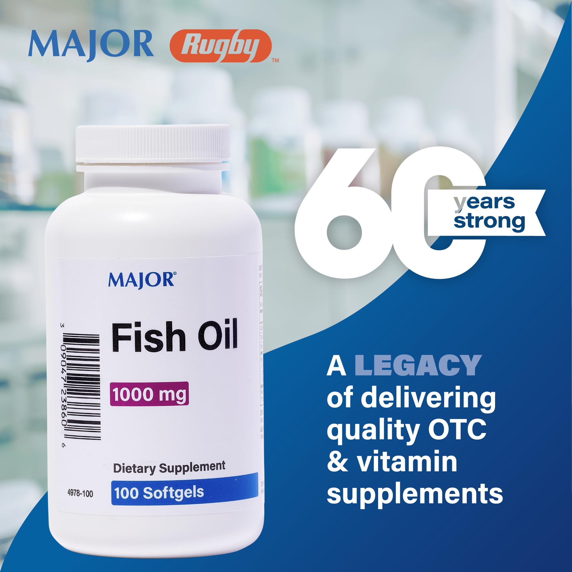 Major Omega-3 capsule closeup highlighting purified oil