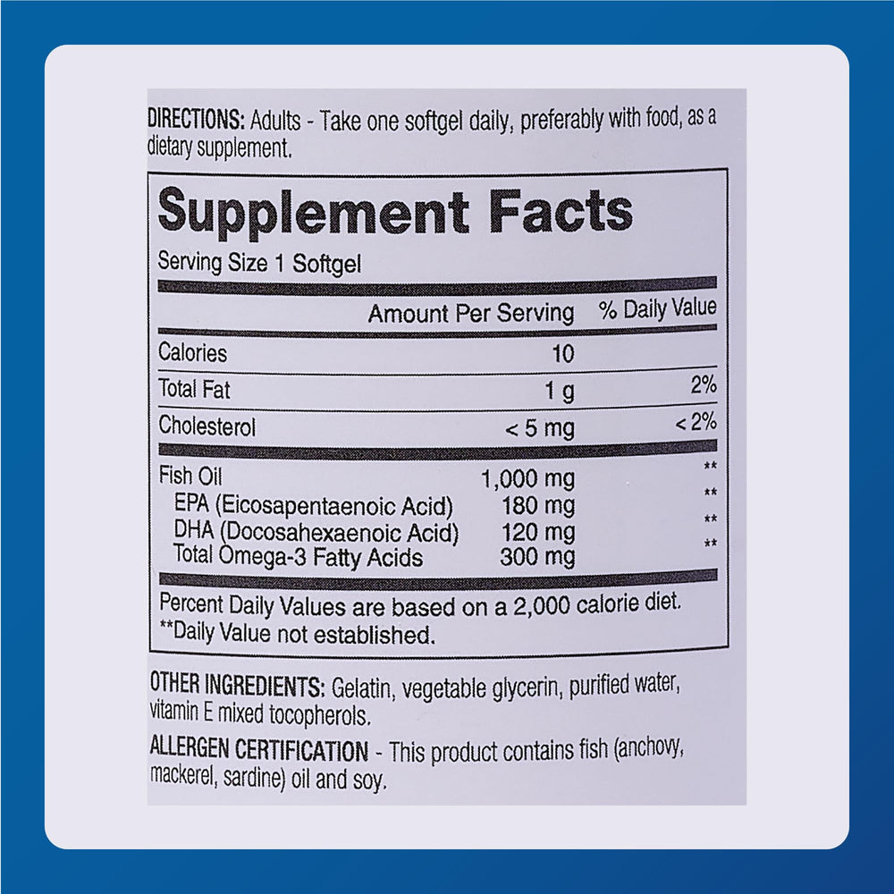 Major Omega-3 front packaging with trusted branding