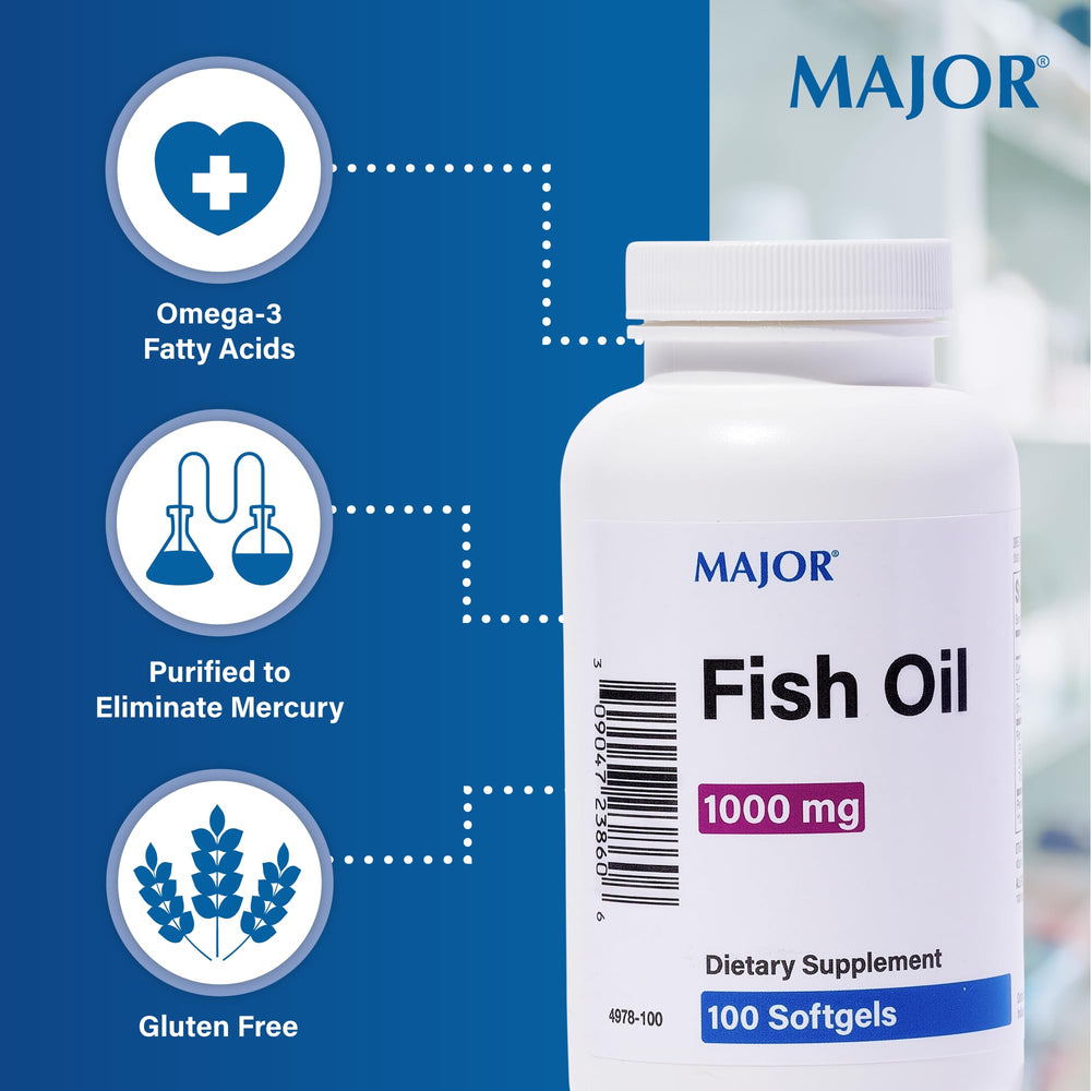 Major Omega-3 label shows 300 mg EPA and DHA per serving