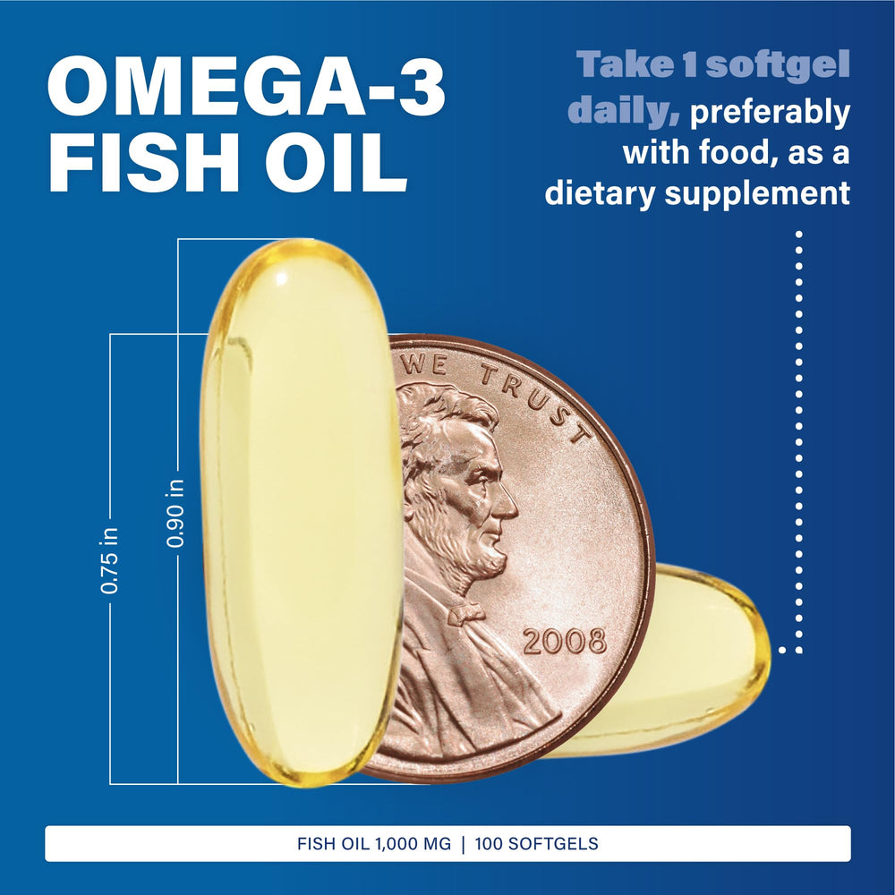 Close-up of MAJOR Omega-3 softgels for easy swallowing daily